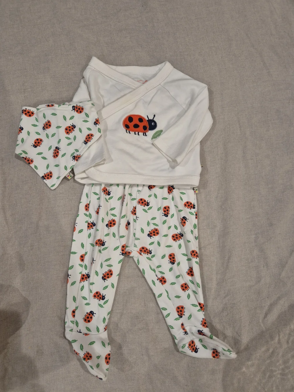 Frugi Ladybug Print Baby Pajama Set
